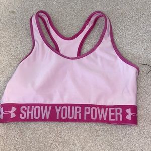 Small pink breast cancer Under Armor sports bra